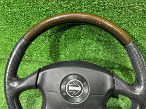 Руль MOMO темное дерево SUBARU LEGACY LANCASTER OEM 34311AE310 BHE BH9 BH5 2002 SILVER/GREY 1U2