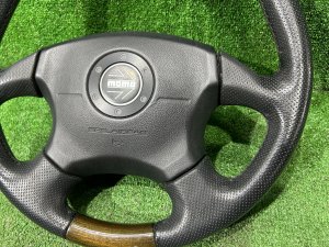 Руль MOMO темное дерево SUBARU LEGACY LANCASTER OEM 34311AE310 BHE BH9 BH5 2002 SILVER/GREY 1U2